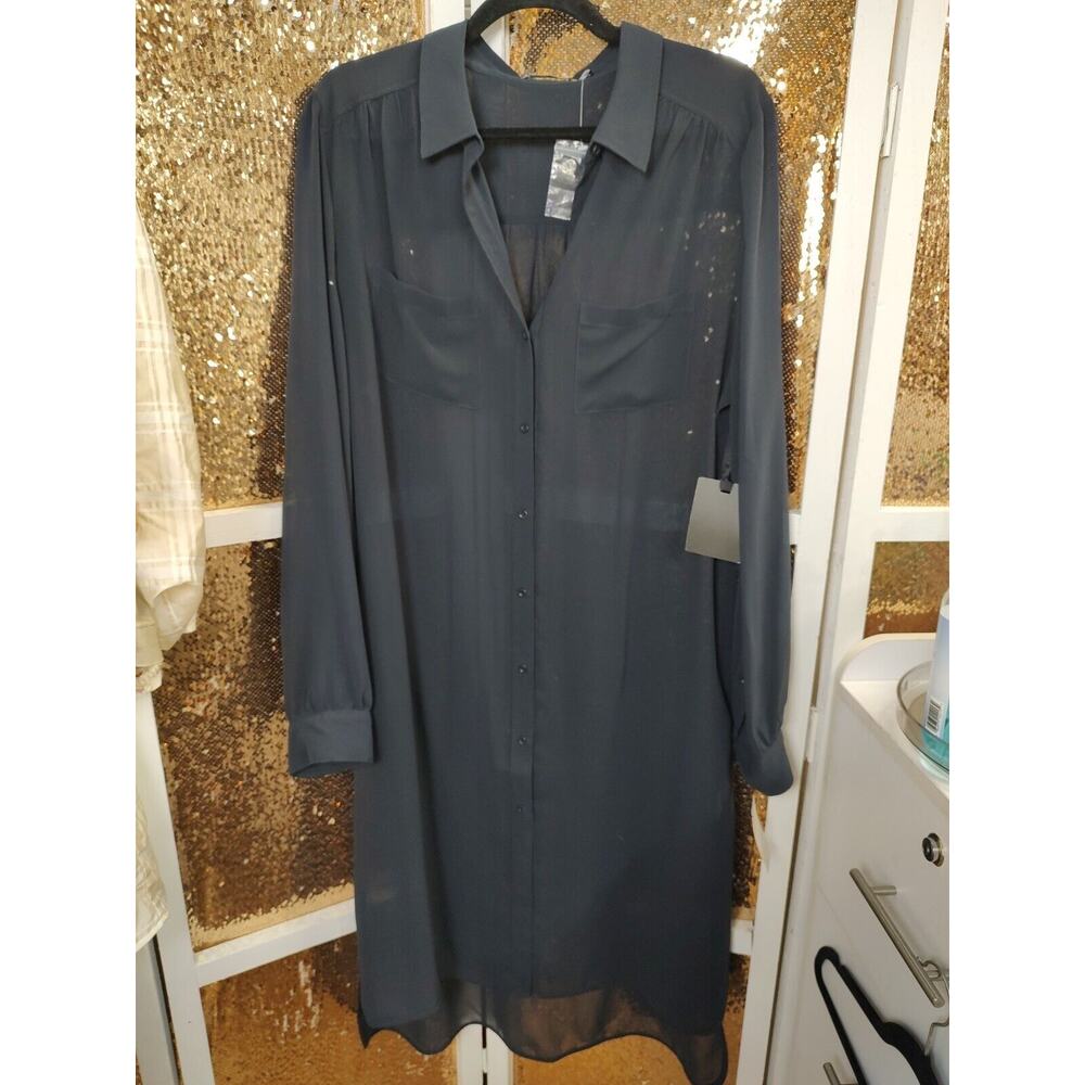 Trouve Shirt Dress Sheer Large Dark Navy Nordstroms New With Tags